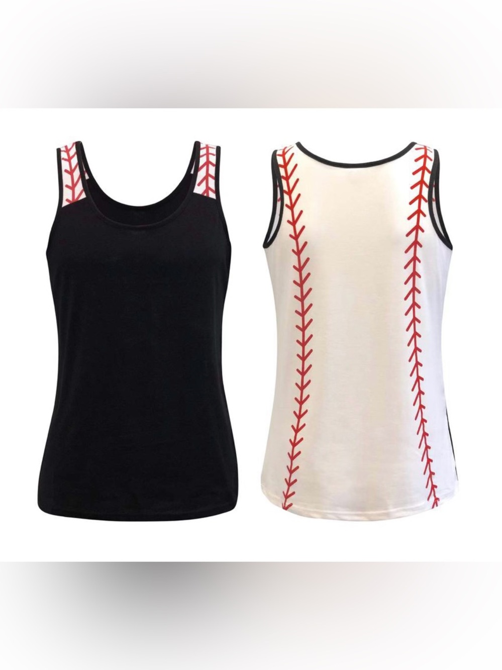 Black & White Baseball Stitch Tank Top